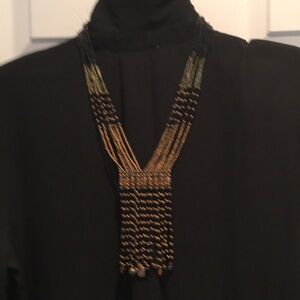Vintage Black and Gold Beaded Necklace Set